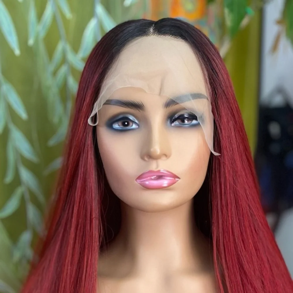 vampire red black lace front wig